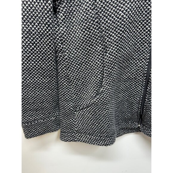 T By Talbots Womens M Black & White Houndstooth Full-Zip Jacket - Picture 2 of 9